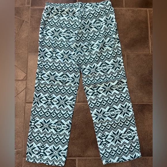 PINK Victoria’s Secret pajama casual pants green Aztec lounge thin size large - Picture 4 of 13